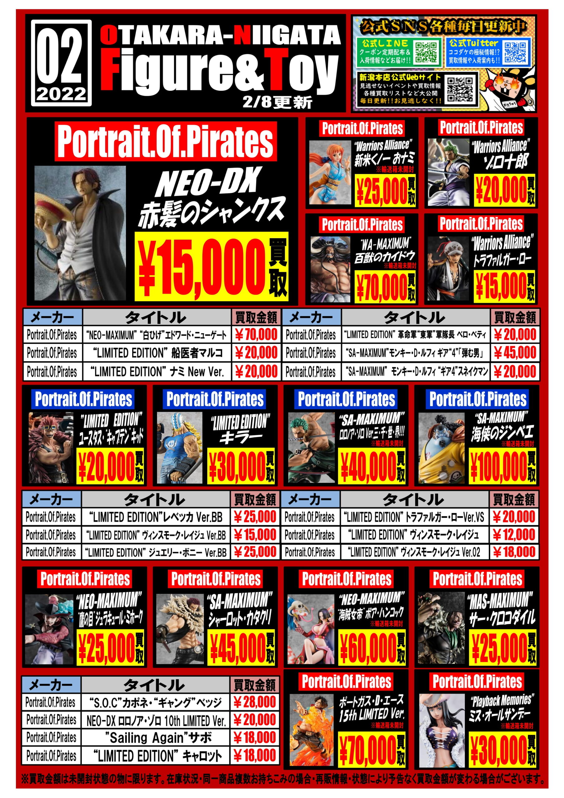 ワンピースp O Pシリーズ 買取チラシ更新しました お宝中古市場 新潟本店